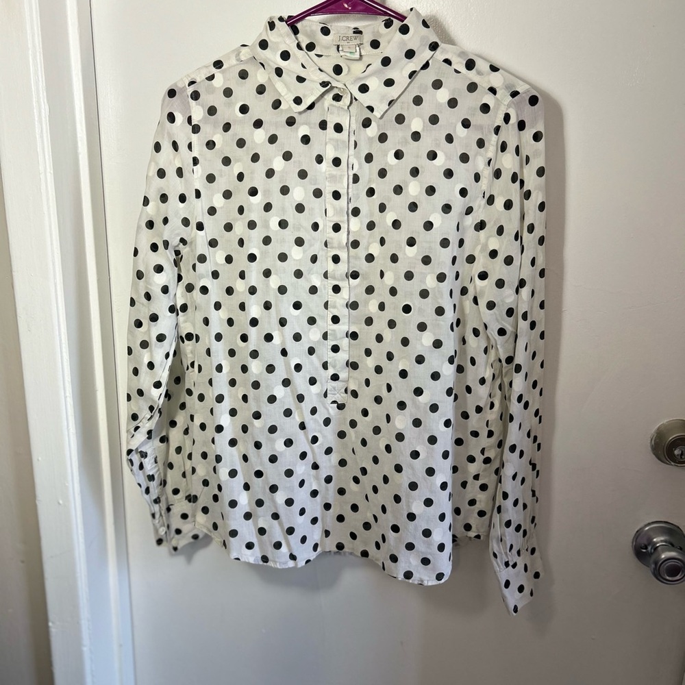 J. Crew Black and White Polka Dot Blouse